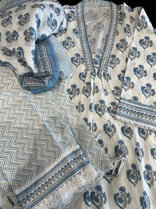 Summer Block Print Double Pocket wala A-Line Set