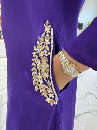 Purple Luxury Slash Pocket Coord Set