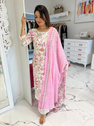 Bijli Leheriya Lace Palazzo Set - Preetibora