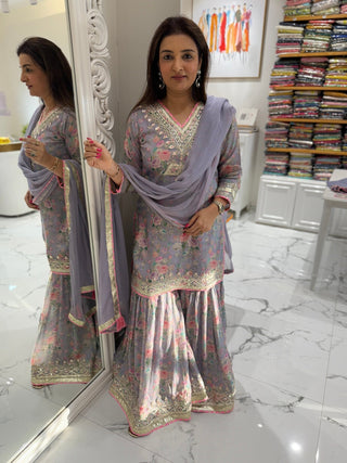 Blushing Beauty Sharara Set - Preetibora