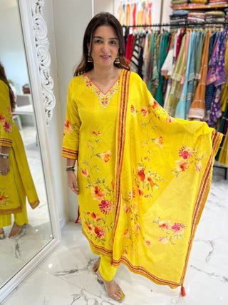 Ethnic Yellow Suit Set - Preetibora