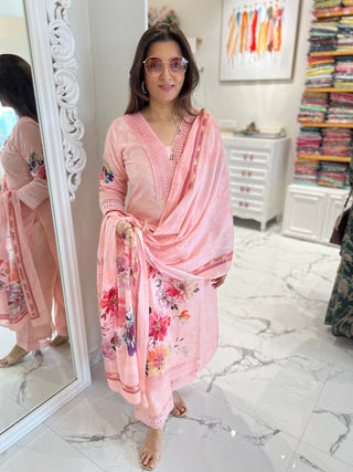 Floral Rose Lace Palazzo Set - Preetibora