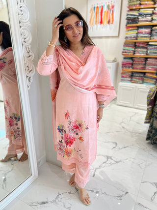 Floral Rose Lace Palazzo Set - Preetibora