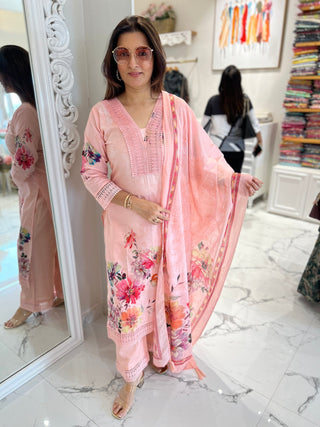 Floral Rose Lace Palazzo Set - Preetibora