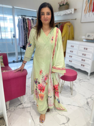 Floral Rose Lace Palazzo Set - Preetibora