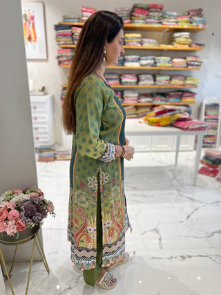 Jade Green Pakistani Dupatta Set - Preetibora