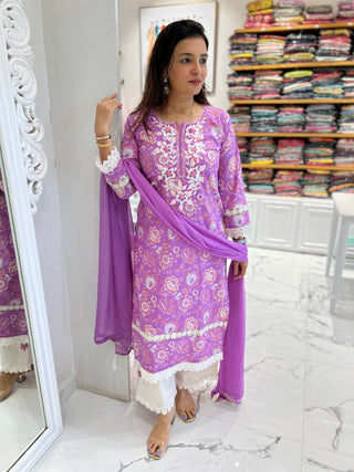 Mauve Palazzo Dupatta Set - Preetibora