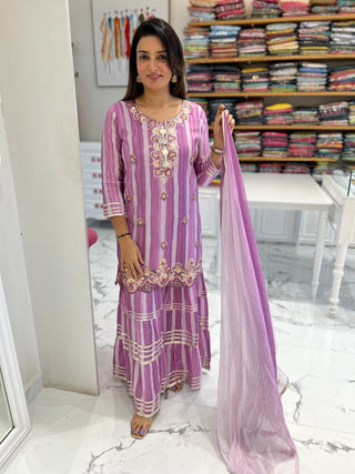 Morden Striped Sharara Set - Preetibora