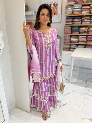 Morden Striped Sharara Set - Preetibora