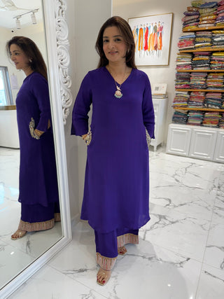 Purple Luxury Slash Pocket Coord Set - Preetibora