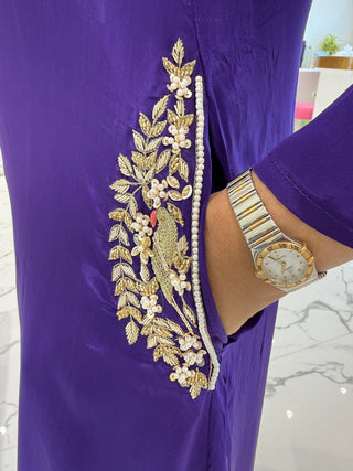 Purple Luxury Slash Pocket Coord Set - Preetibora