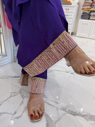 Purple Luxury Slash Pocket Coord Set - Preetibora