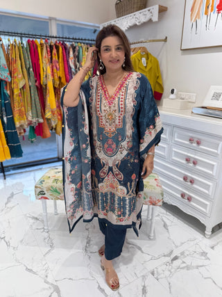 Regal Blue Kaftan Set - Preetibora