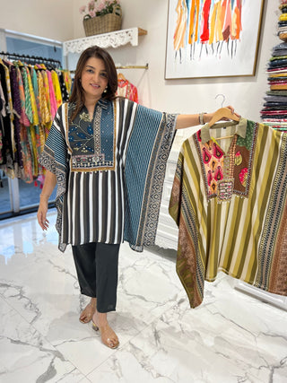 Sleek Striped Kaftan Set - Preetibora