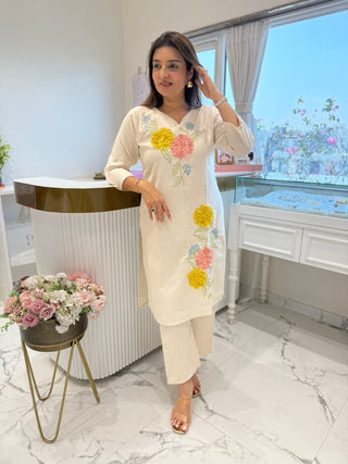 Summer Snow White Sunflower Coord Set - Preetibora