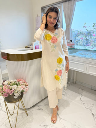 Summer Snow White Sunflower Coord Set - Preetibora